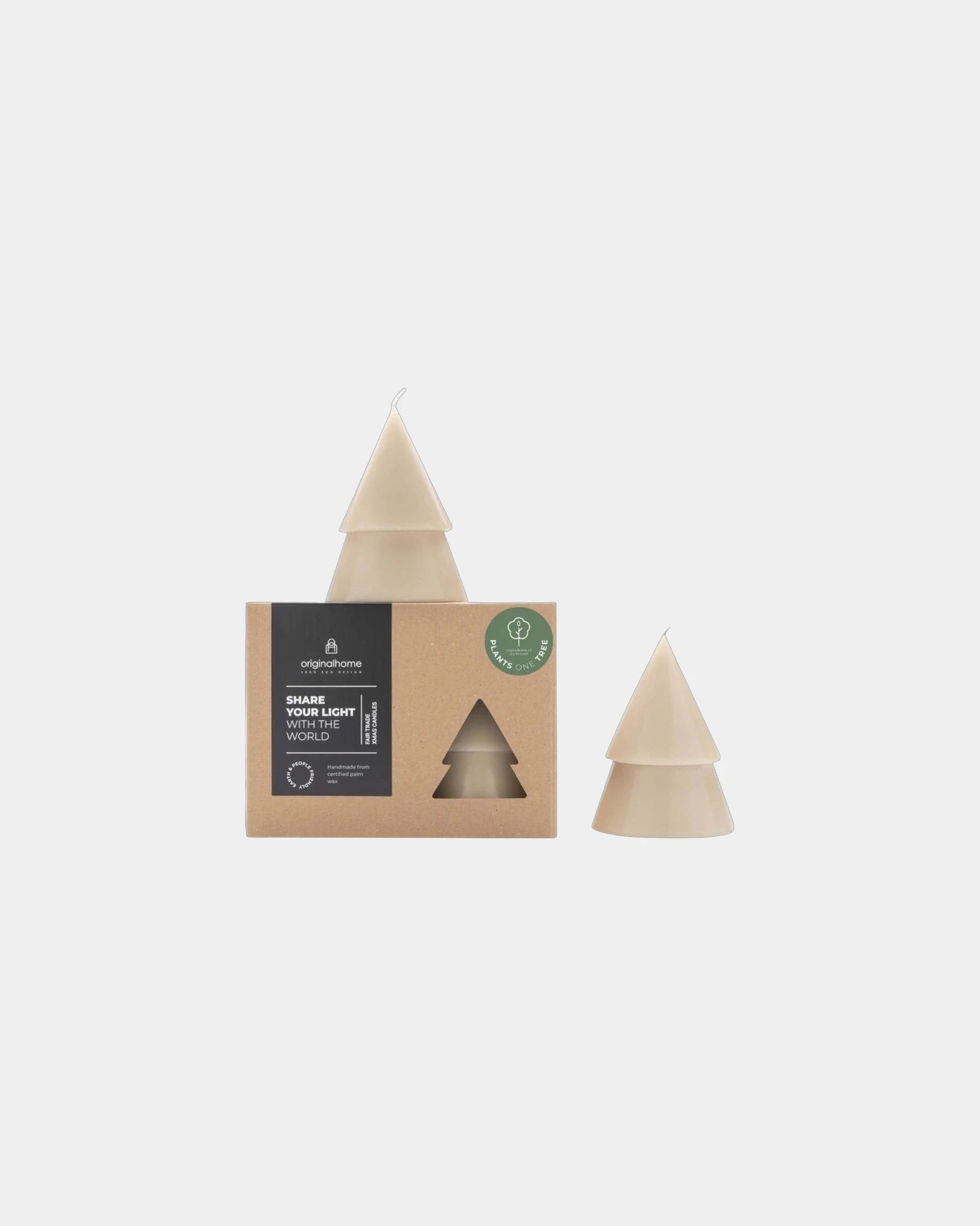 Candela naturale a forma di albero set 2 da personalizzare - Beige